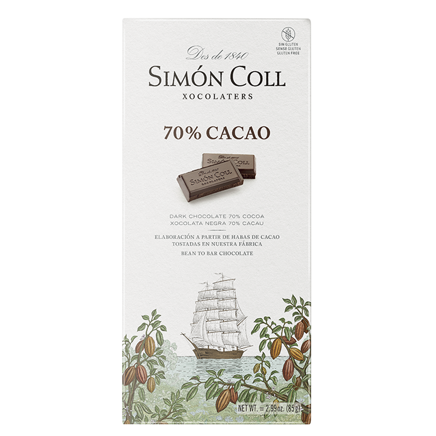 Chocolate 70% Cacao Simón Coll 85Gr