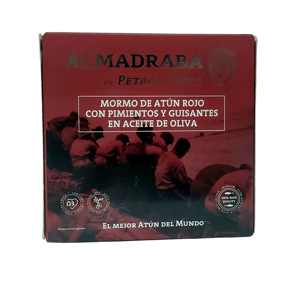 Mormo de Atún Rojo con Pimientos y Guisantes en Aceite de Oliva 252Gr Almadraba de Petaca Chico