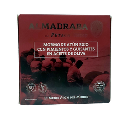 [CJ-0415] Mormo de Atún Rojo con Pimientos y Guisantes en Aceite de Oliva 252Gr Almadraba de Petaca Chico